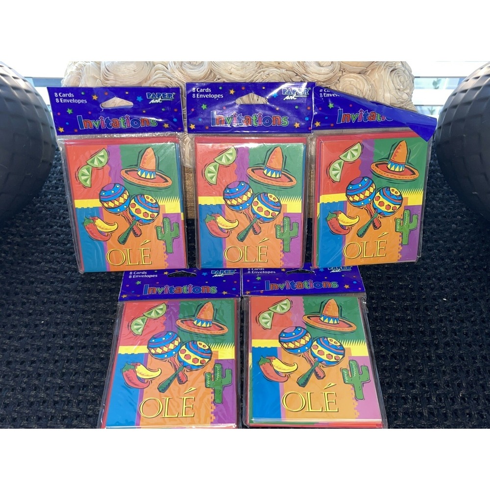 FIESTA PARTY‎ INVITIATIONS Cinco de Mayo / Birthday New Never Used 5 Packs